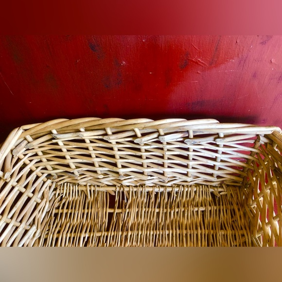 9669 VTG Heavy Woven Towel quilt throw Storage Basket Pet Bed Tan Rectangle - Picture 12 of 14